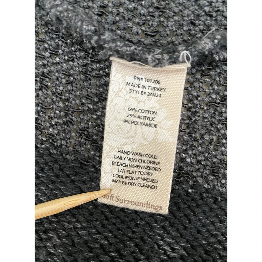Soft Surroundings Cardigan PS/PM Gray Open Front Open Knit‎ Artsy Boho Lagenlook